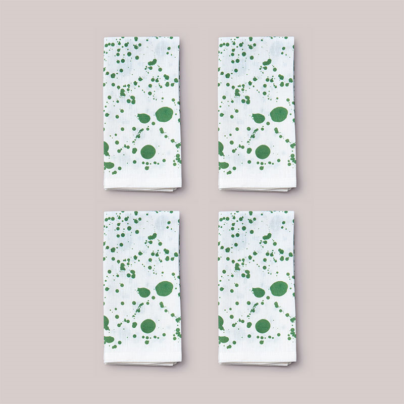 Splatter Set of 4 Napkins, W50 x L50cm, Smoke Green-1