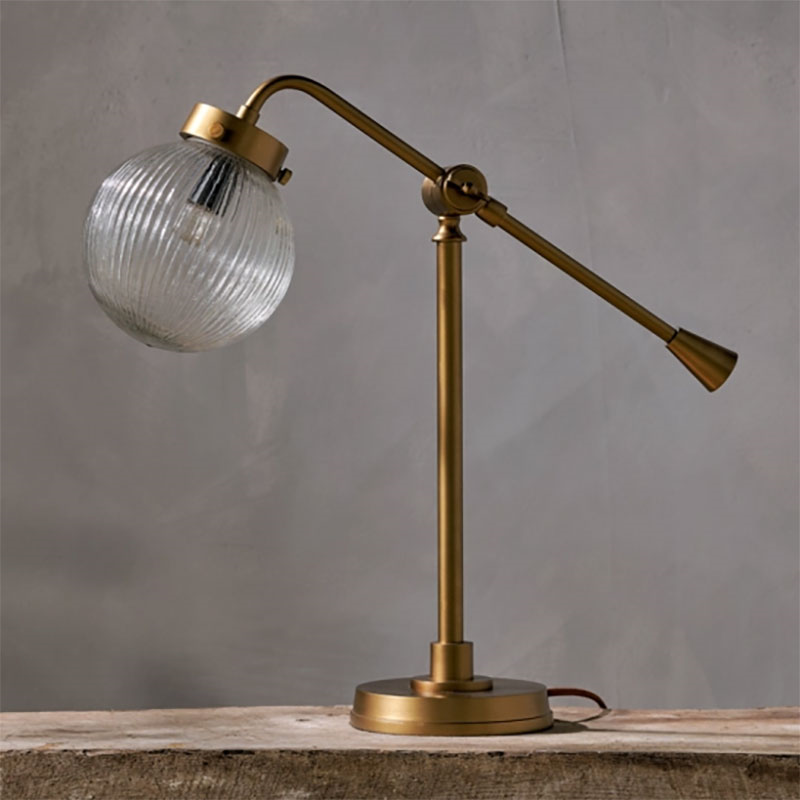 Sengol Recycled Glass Desk Lamp, H51cm, Antique Brass-1