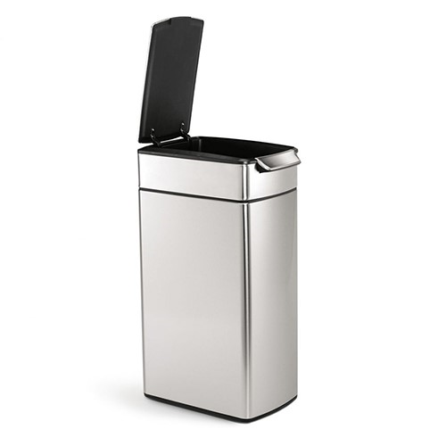 Slim touch bar bin, H71cm - 40 litre, Brushed Stainless Steel-1