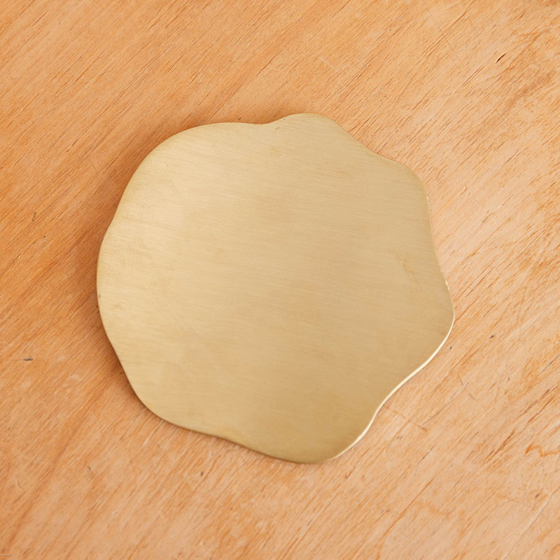 Wavy Set of 4 Brass Coasters, Natural-2