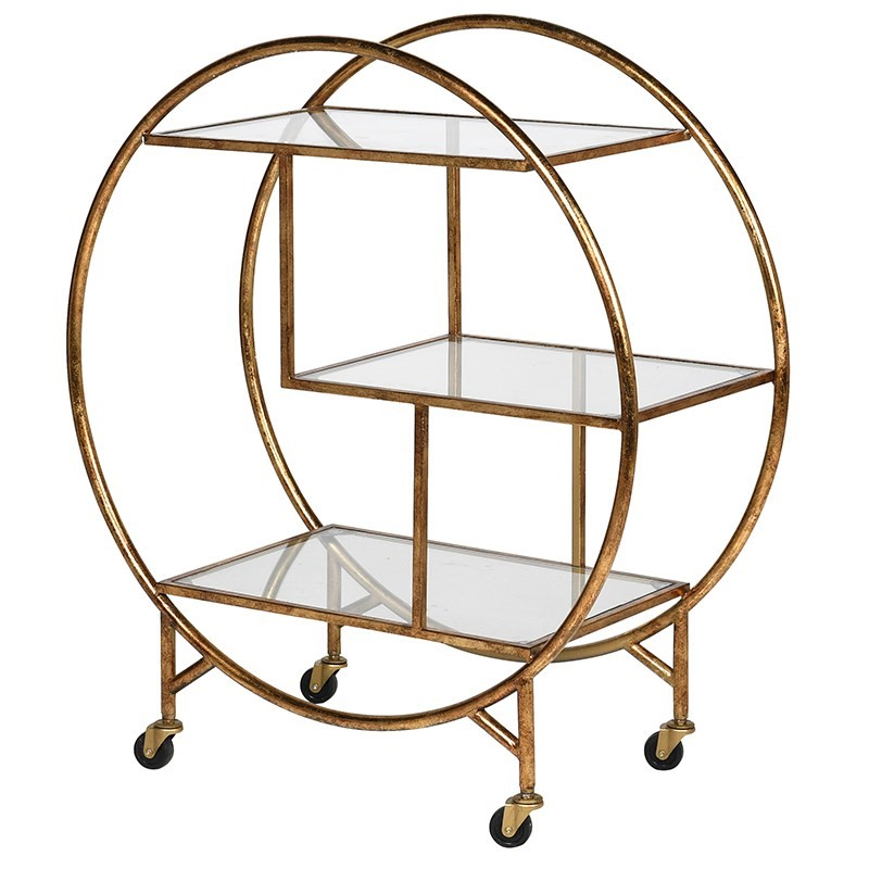 Deco Deco gold glass bar trolley, 93 x 82 x 37cm-0