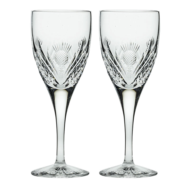 Scottish Thistle Set of 2 Wine Glasses, 280ml, Clear-0