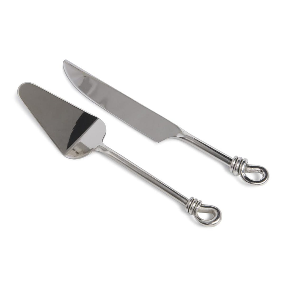 Polished Knot Cake server and knife set, Stainless Steel-0