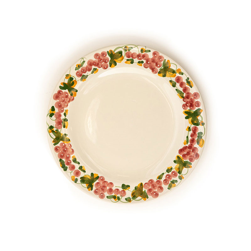 Vine Dinner Plate, D25cm, Green and Pink-1