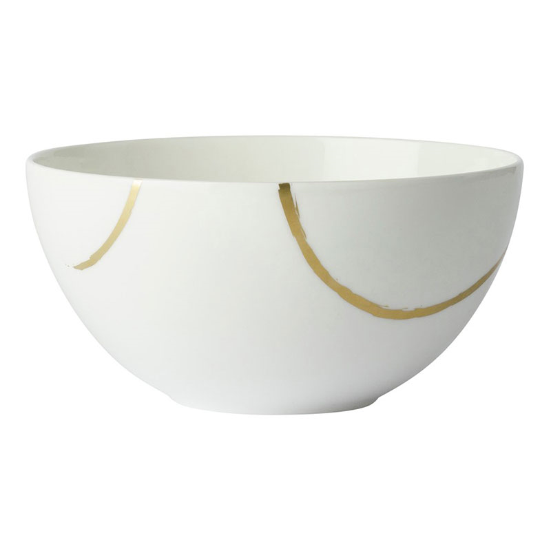 Sketch - Chalk Deep coupe bowl, D14.5 x H7cm, White/Gold-0