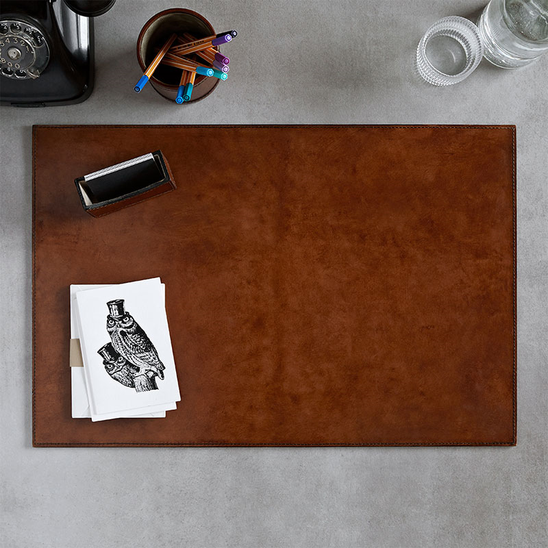 Desk mat, 60 x 40cm, Tan Leather-0