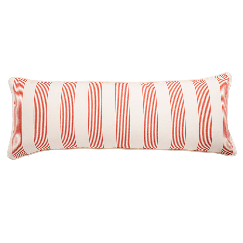 Nook Stripe Large Lumbar Cushion, 95 x 35cm, Red / White-1