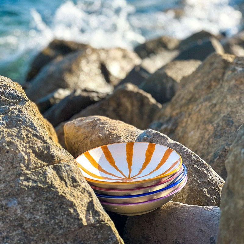 Wave Set of 4 Pasta Bowls, D21cm, Multi-0