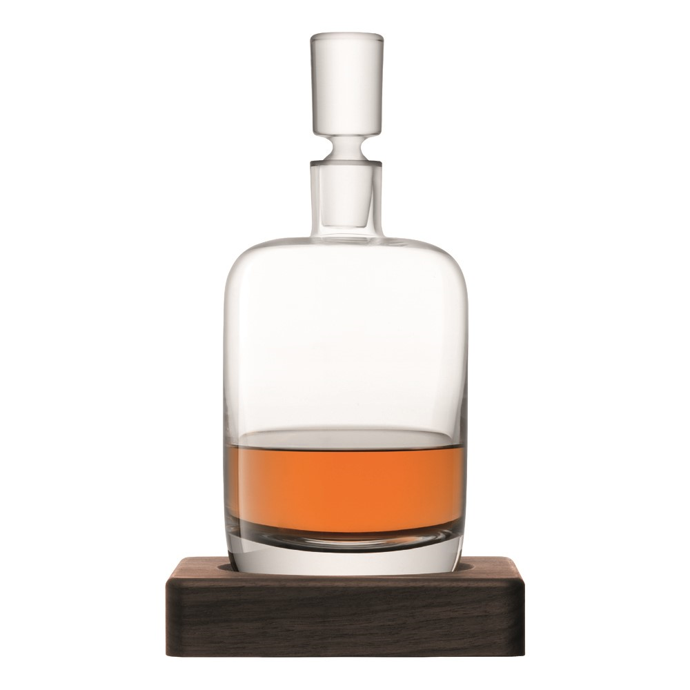 Whisky Renfrew decanter with walnut base, 1.1 litre, clear-0