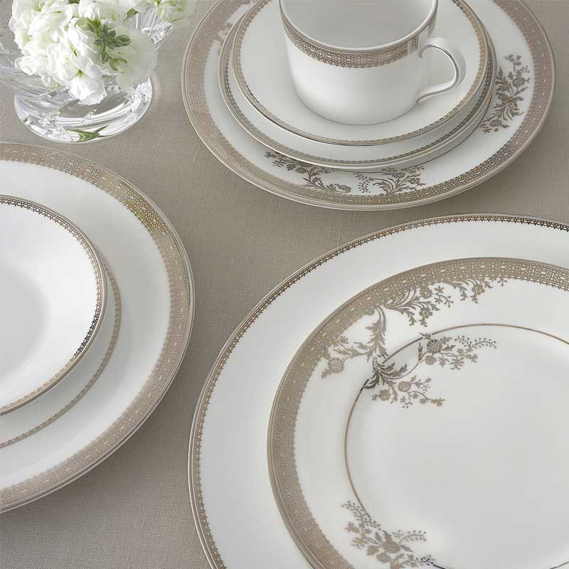 Lace 12 Piece Dinnerware Set, Gold-0