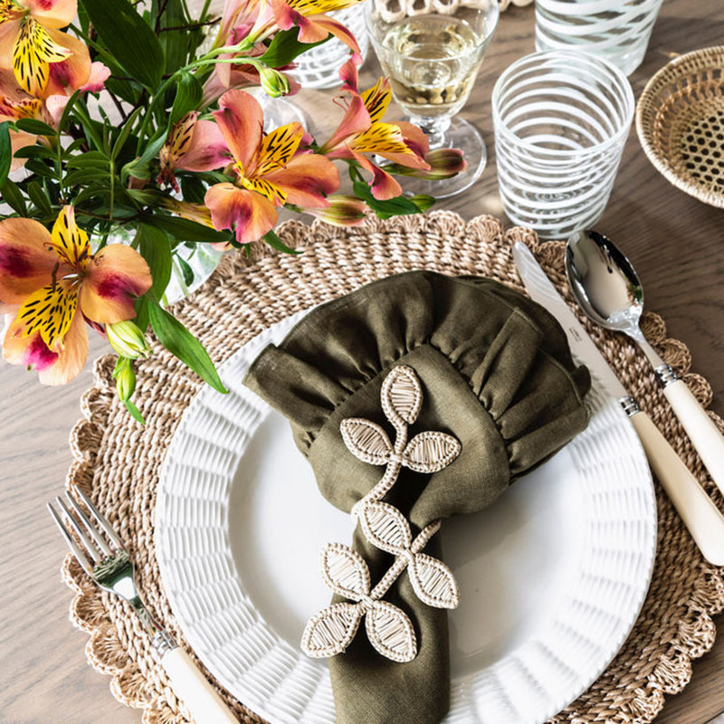 Scalloped Abaca Placemat, D38cm, Natural-6