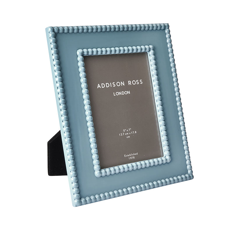 Lacquer Bobbin Photo Frame, 5 x 7", Chamrbray Blue-0