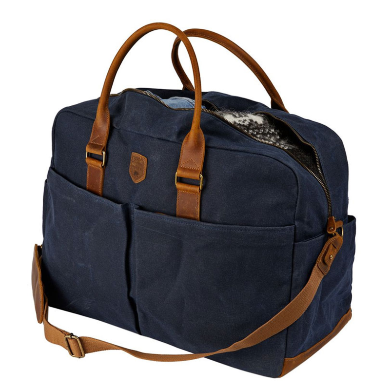 Waxed Canvas Weekend Bag, Navy-1