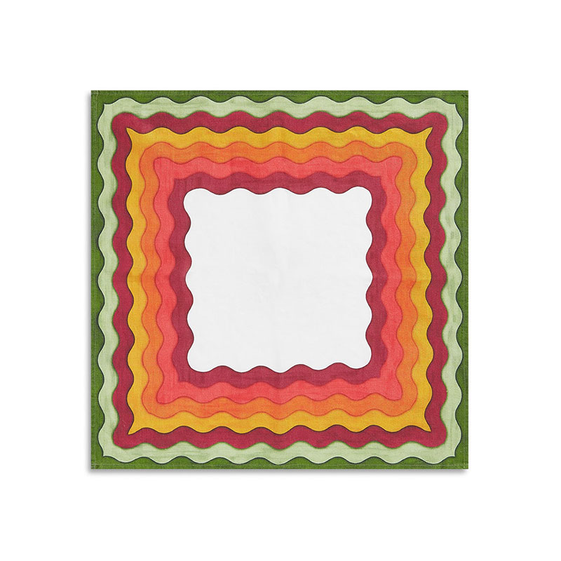 Winter Rainbow Printed Linen Napkin, 50cm x 50cm, Multi-0