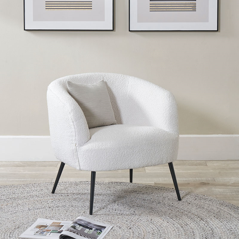 Siena Boucle Accent Chair, White-0