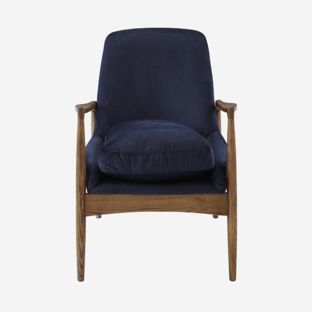 Crispin Chair, W68.5 x H82 x D72cm, Blue Velvet-1