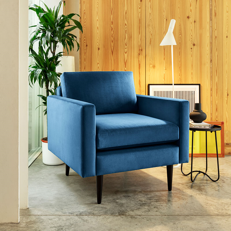 Model 01 Velvet Armchair, Teal-0