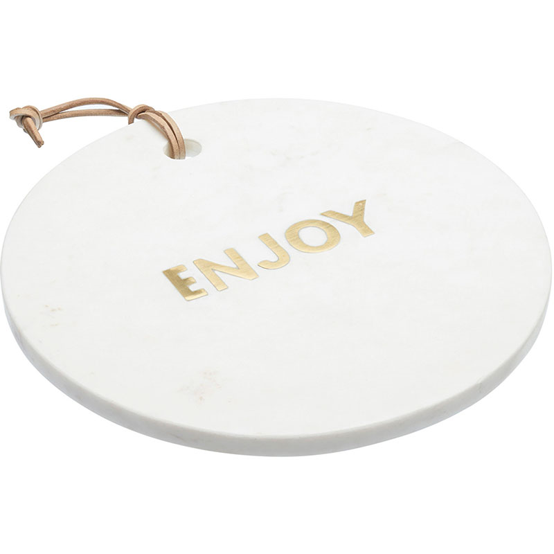 Round marble cheese board, D26 x H2cm, White-1