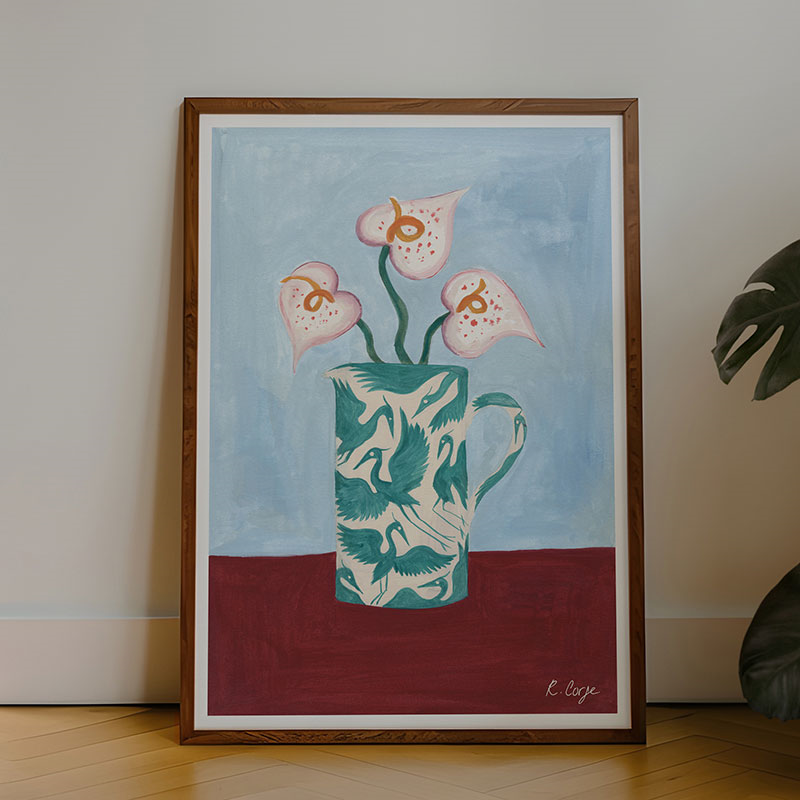 Herons Jug Print, A3, Teal-0