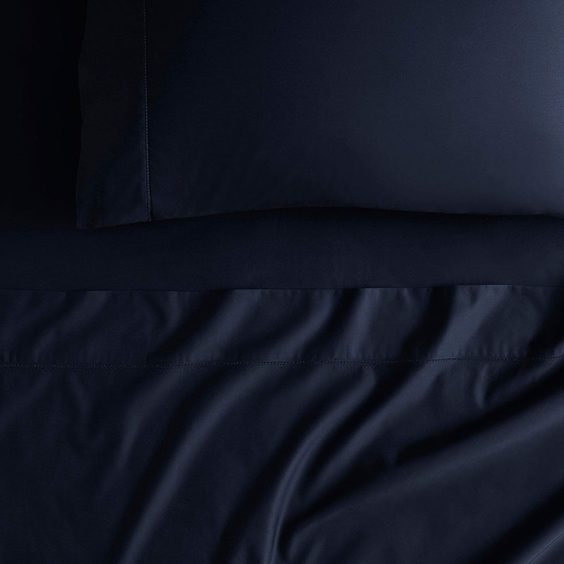 Cotton Sateen King Fitted Sheet, Midnight-1