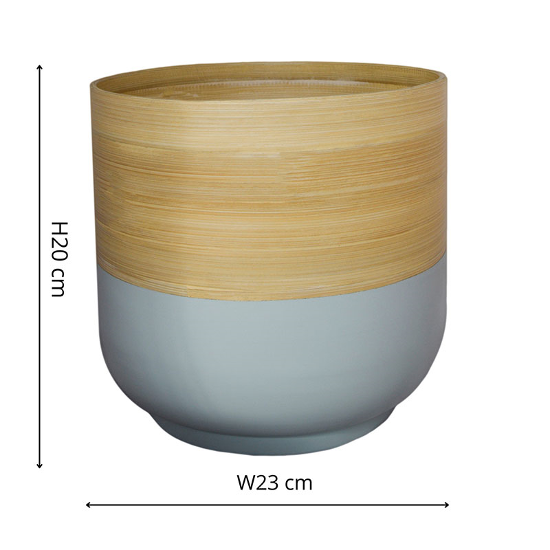 Bamboo Planter, H20 x W23 x D23cm, Grey-4