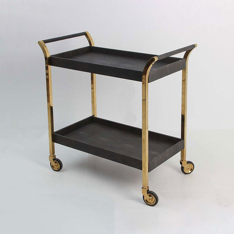 Woodstock Drinks Trolley, Seal Brown Shagreen-5