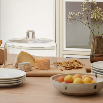 trendglas JENA Cheese Dome-W with Wooden Board, Diameter-21 cm, Other, One Size