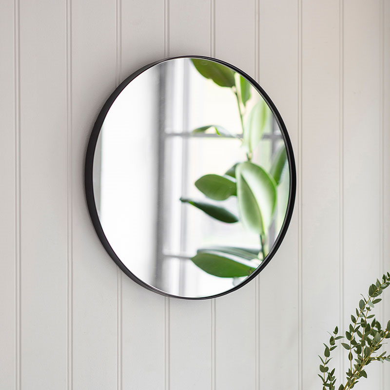 Cherington Round Wall Mirror, D45cm, Black-0