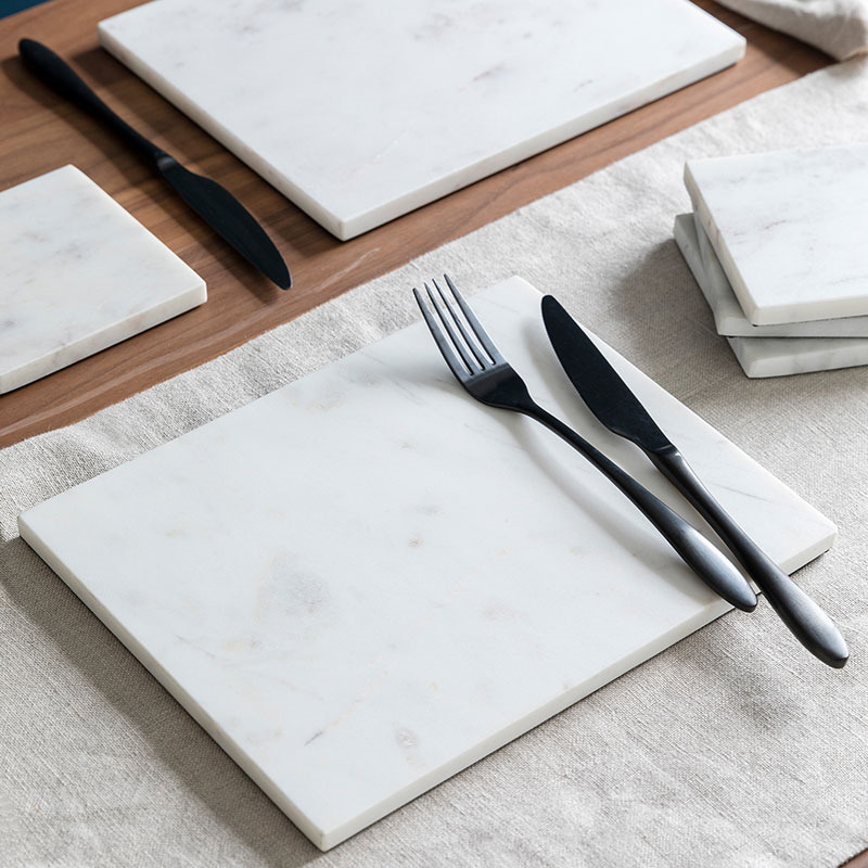 Marble Set of 2 Placemats, 20 x 26cm, White-0