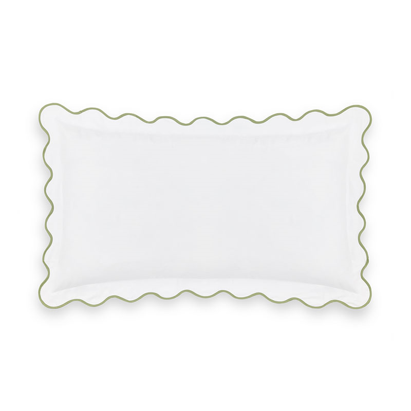 Alexandra Wavy Scalloped Pair of Pillowcases, King, Sage-1