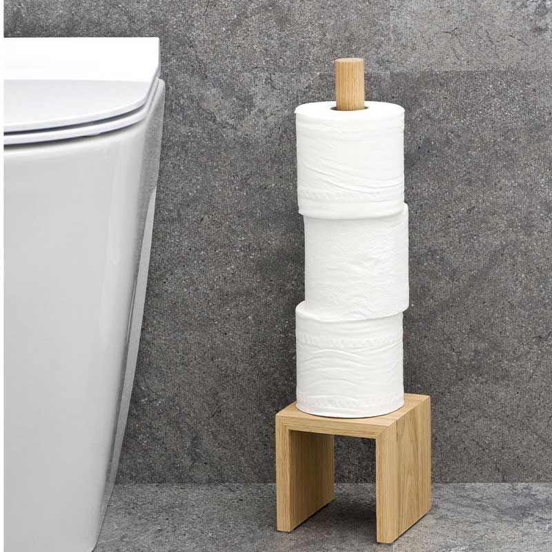 Cosmos Toilet Roll Holder, H48.5cm, Oak-0