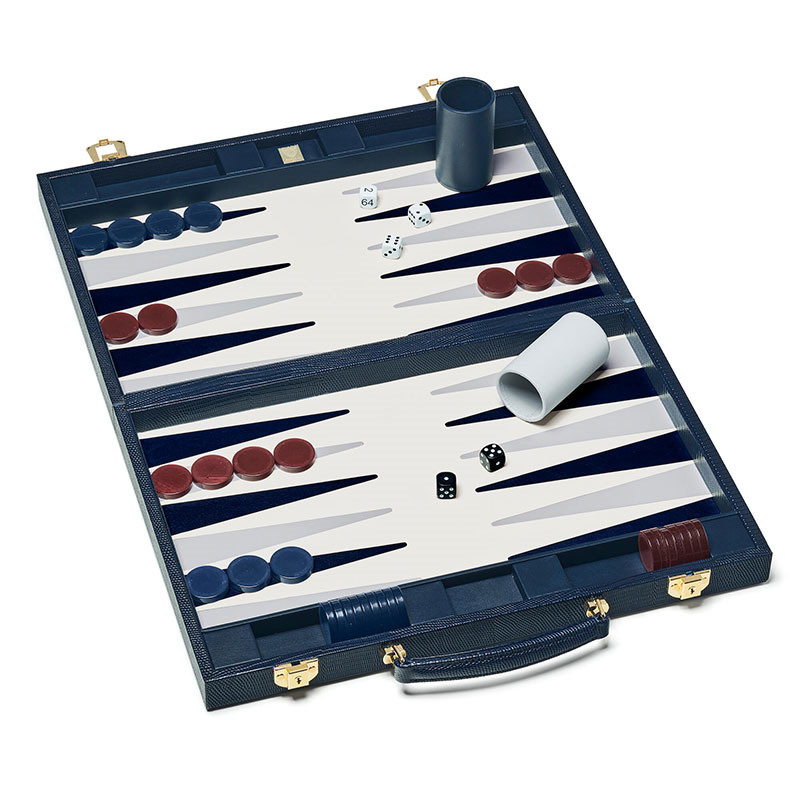 Backgammon Set, L45cm x W30cm, Midnight Blue Lizard-2