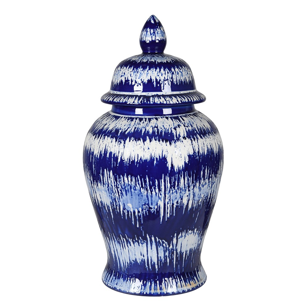 Tie Dye Ginger Jar, H45cm, Blue & White-0