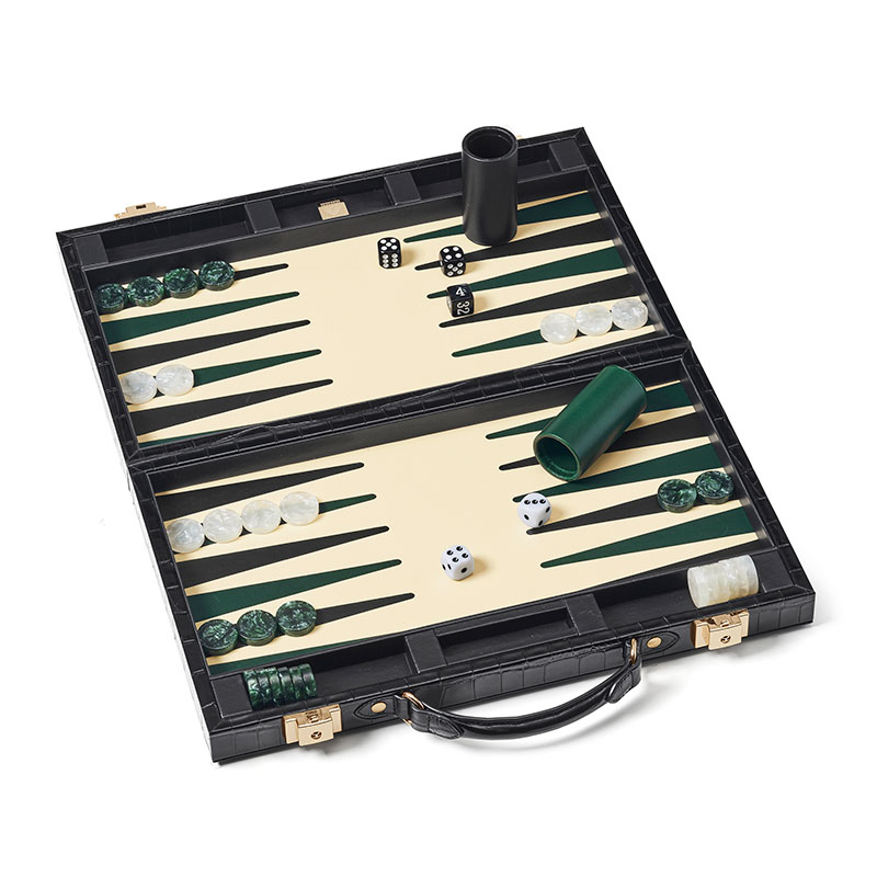 Backgammon Set, L38 x W23cm, Black Croc-3