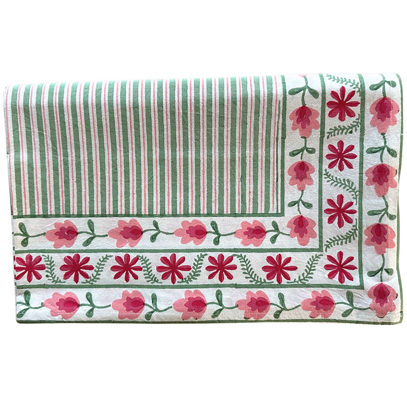 Suzani Stripe Tablecloth, 150 x 350cm, Green-0