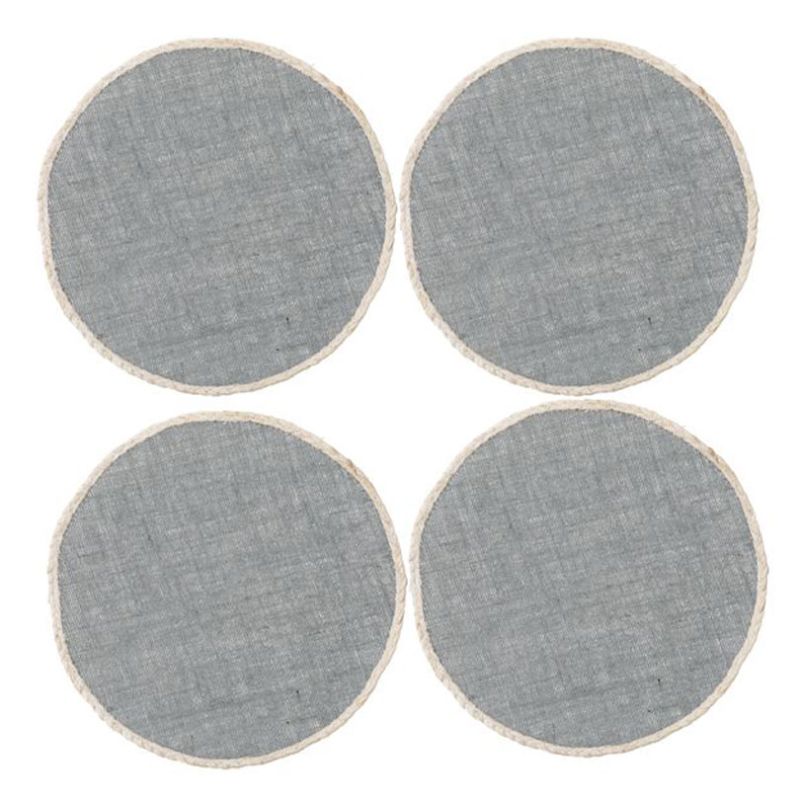 Jute Set of 4 Round Placemats, D34cm, Grey-0