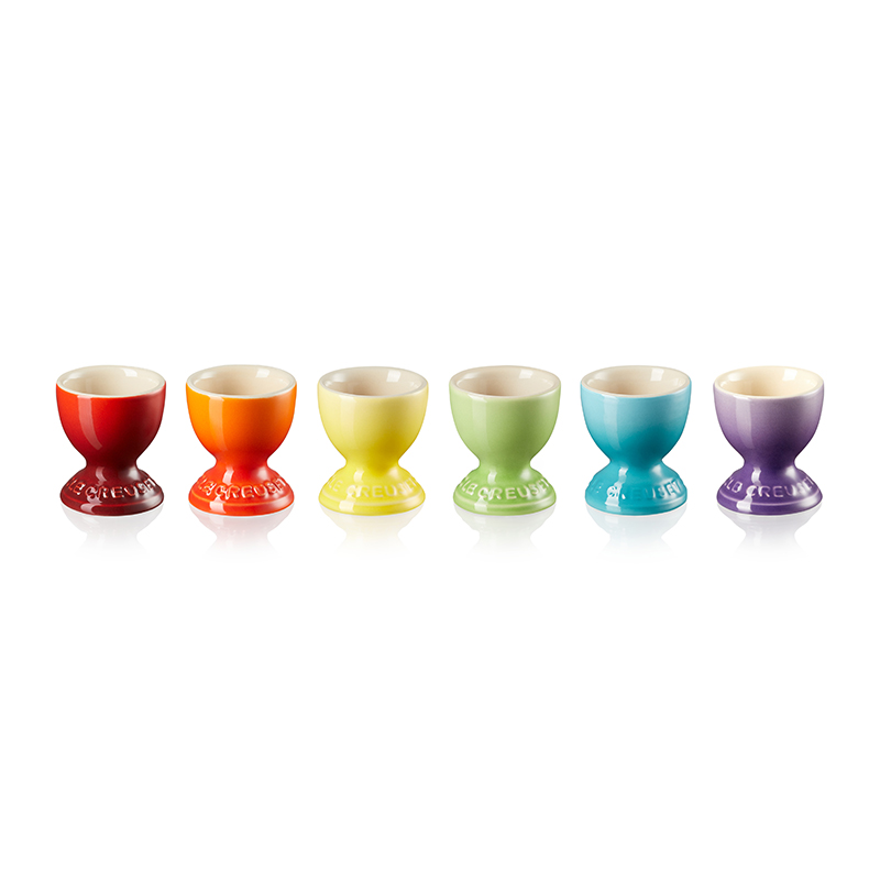 Stoneware Set of 6 egg cups, Rainbow-0