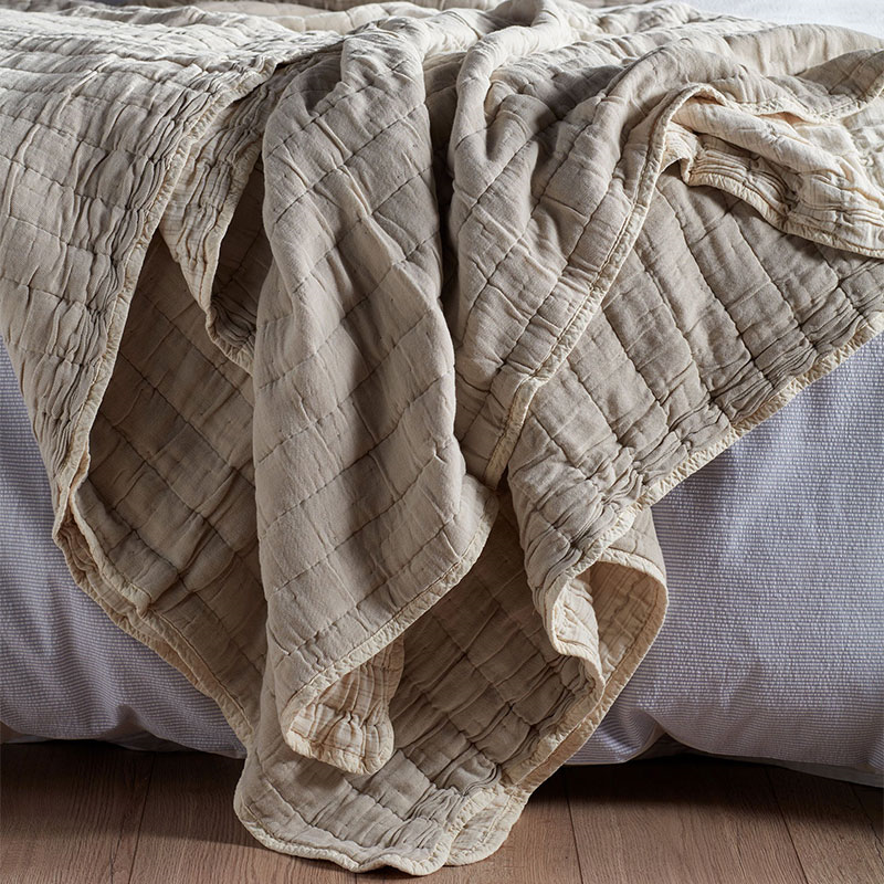 Vivienne Cotton Quilted Throw, 230 x 260cm, Natural-0