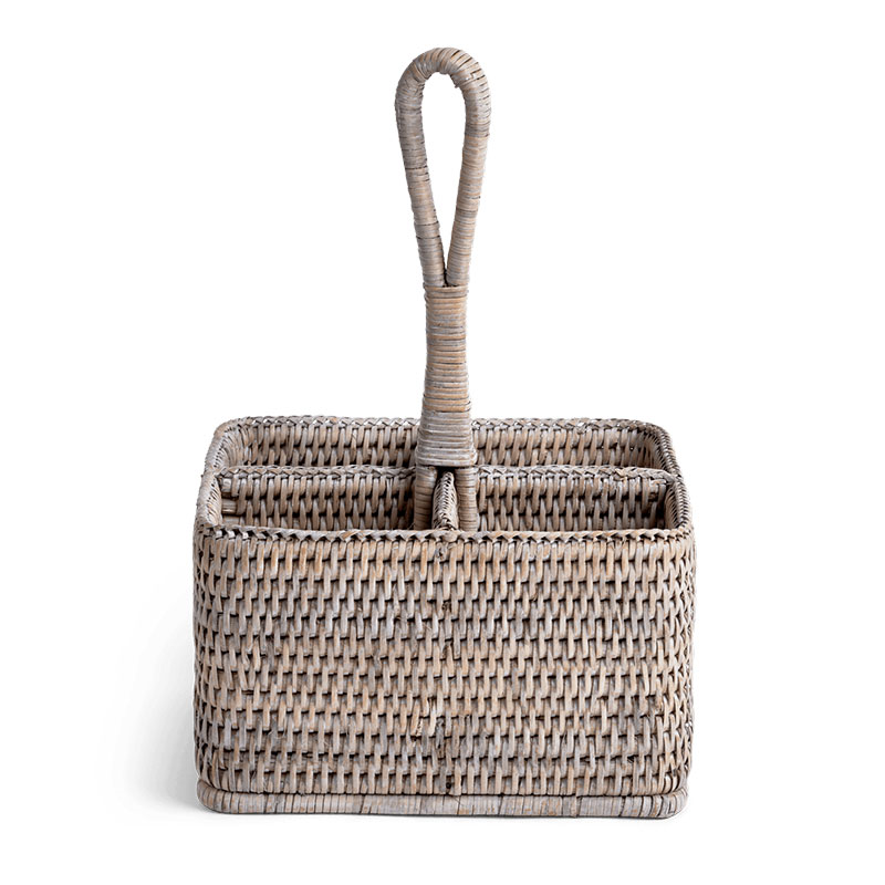 Ashcroft Condiment & Cutlery Basket, Rattan-1