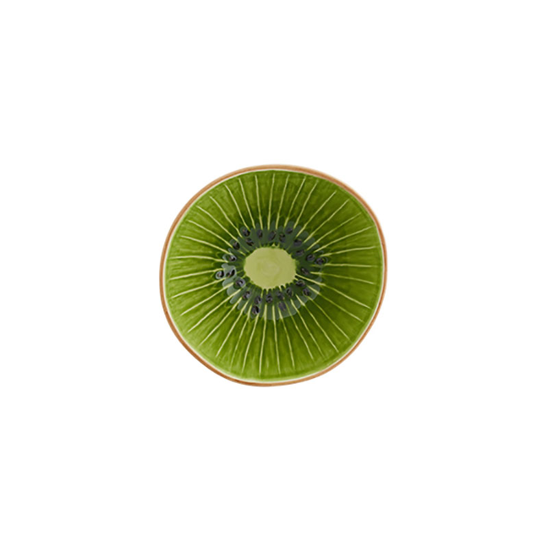 Tropical Fruits Kiwi Bowl, D14cm, Green/Brown-0