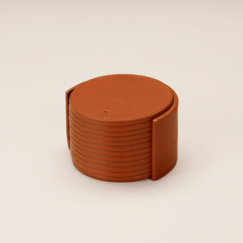 Studio Collection Coasters, H6.5 x D10cm, Whisky tan-4