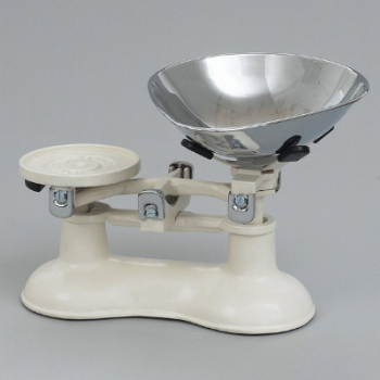 Kitchen Scales, Pear Shaped, Cast Iron, Chrome Scoop, Champagne-0