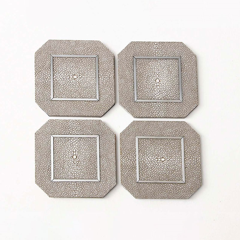 Otis Set of 4 Coasters, 10 x 10cm, Barley Shagreen-4