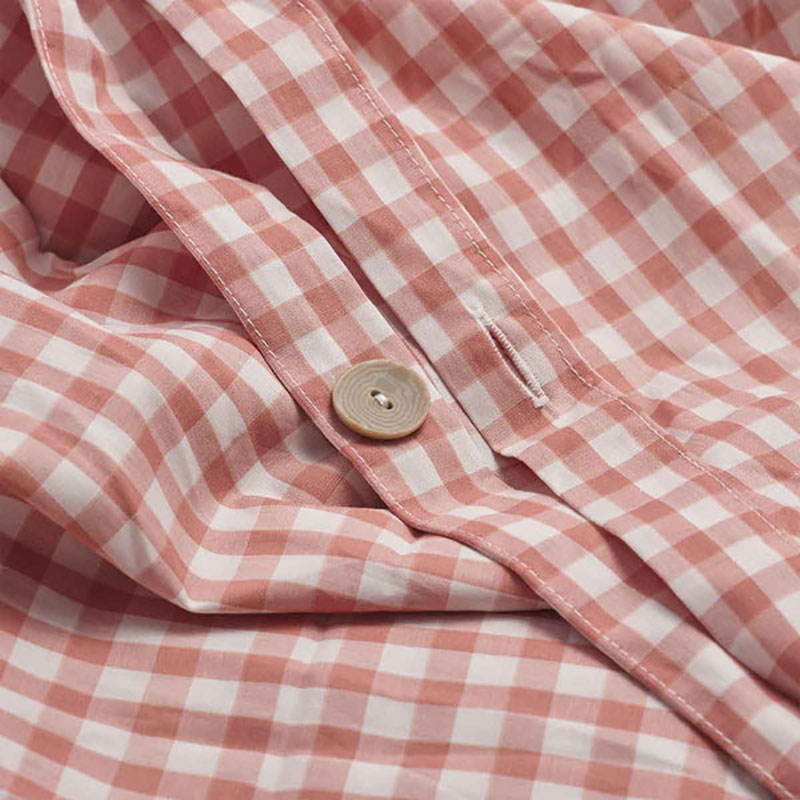 Gingham Check Duvet Cover, Super King, Red Dune-2