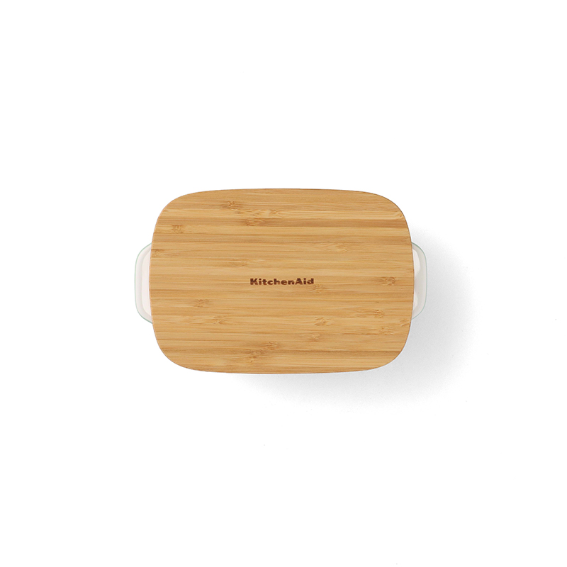 Stoneware Dish with Bamboo Lid, 20cm, Pistachio-7