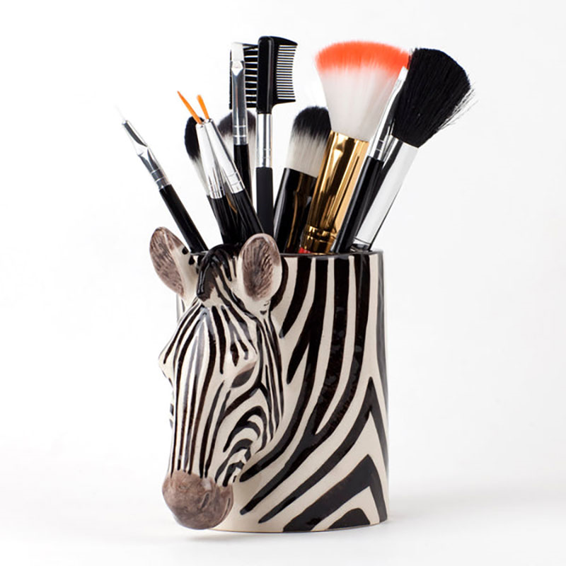 Zebra Pencil Pot, H11cm, Black/White-2