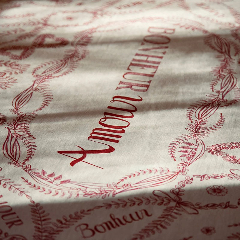 Amour Bonheur Linen Tablecloth, 165 x 300cm, Red-5