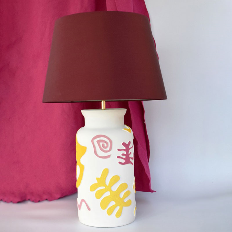 Can Can Table Lamp, H36cm, Pink & Yellow-0