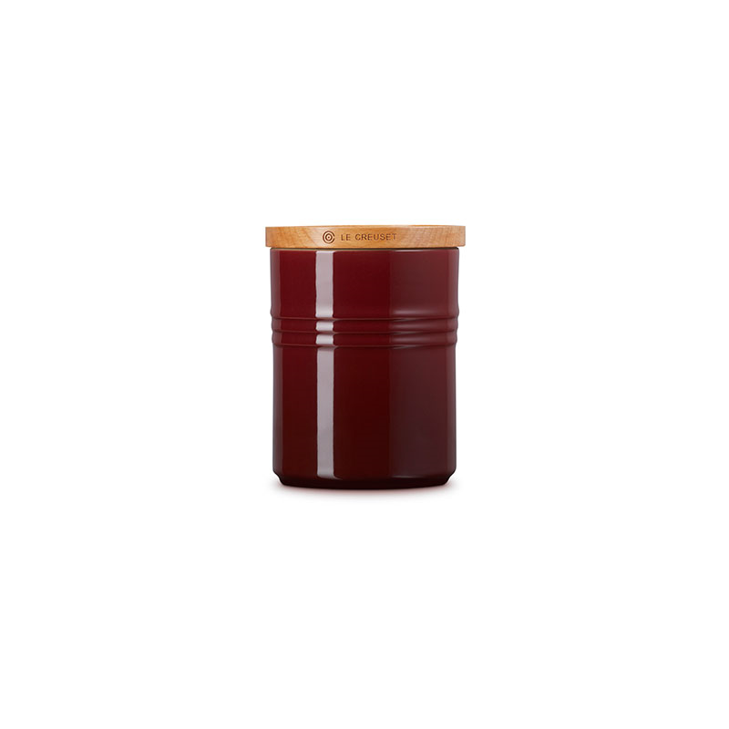 Stoneware Storage Jar with Wooden Lid, Medium, Garnet-2