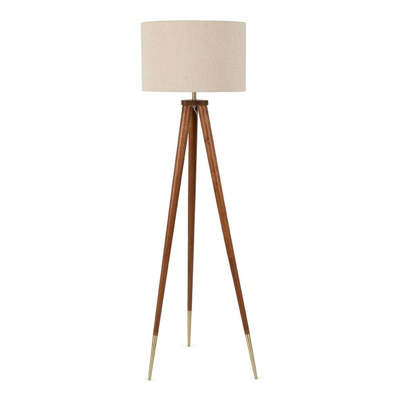 Hawkins Tripod Floor Lamp with Shade, H154cm, Walnut-0